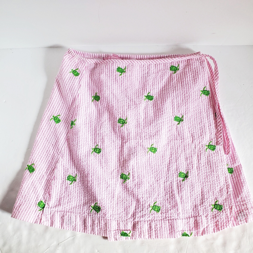 LILLY PULITZER Seersucker Turtle Wrap Skirt 14